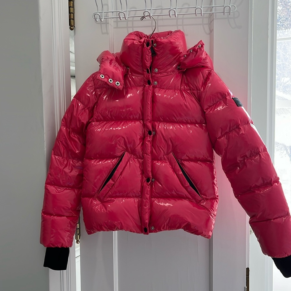 SAM DOWN PUFFER COAT, pink, size 16
Like new!